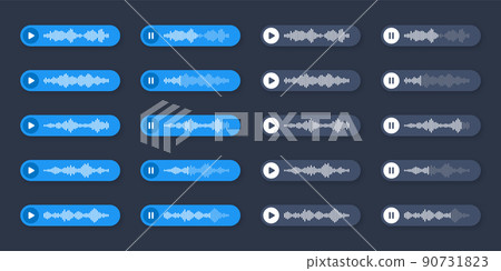 Voice, audio message, speech bubble. SMS text frame. Social media chat or messaging app conversation. Voice assistant, recorder. Sound wave pattern. Dark mode. Vector illustration 90731823