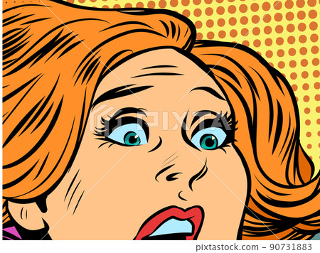 Frightened woman. Human emotions fear anxiety danger cry trouble 90731883