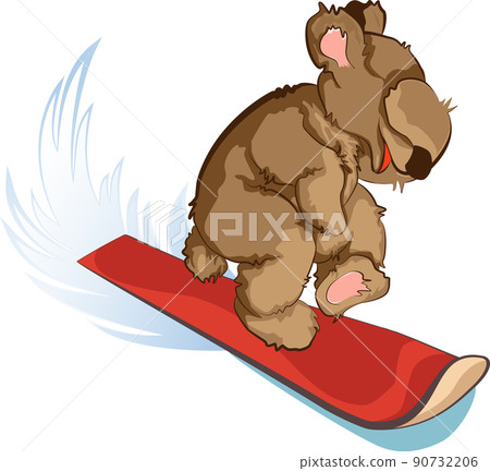 Vector image of a bear riding on a Board 90732206