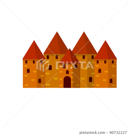 Medieval fortress with towers and walls. Medieval fortress with towers and walls. 90732227