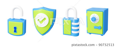 Secure and personal data and earnings safety 3d render set - protecting and securely storing users personal data. Secure and personal data and earnings safety 3d render set - protecting and securely storing users personal data. 90732513