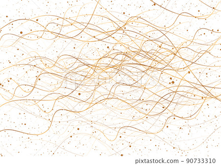 Golden wavy lines and shiny dots abstract background 90733310