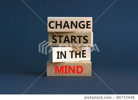 Change starts in the mind symbol. Concept words Change starts in the mind on wooden blocks on a beautiful grey table grey background. Business, motivational and change starts in the mind concept. Change starts in the mind symbol. Concept words Change starts in the mind on wooden blocks on a beautiful grey table grey background. Business, motivational and change starts in the mind concept. 90733446