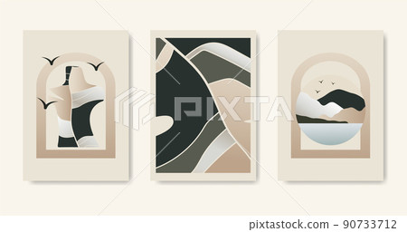 Abstract aesthetic illustrations set with gradient 90733712