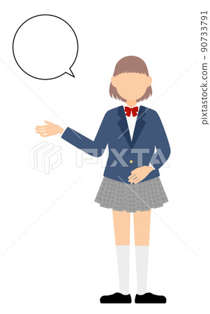女學生,西裝外套制服,談話(有講話泡泡) 女學生,西裝外套制服,談話(有講話泡泡) 90733791