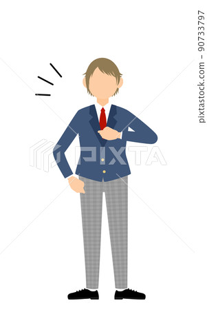 無性別學生,西裝外套制服,自信撞胸 無性別學生,西裝外套制服,自信撞胸 90733797