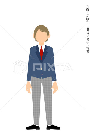 無性別學生,西裝外套制服,雙手放下站立 無性別學生,西裝外套制服,雙手放下站立 90733802