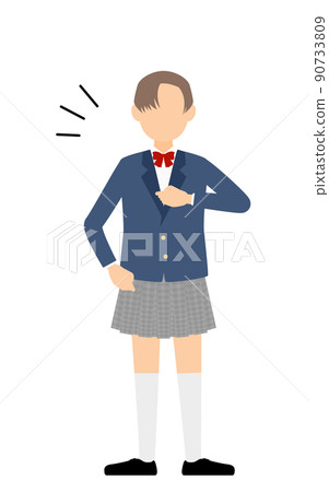 無性別學生，西裝外套制服，自信撞胸 90733809