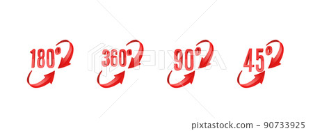 3D curve arrows and rotation angle degrees sing. 3D curve arrows and rotation angle degrees sing. 90733925