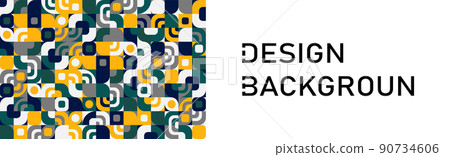 Panoramic background abstract shapes Bauhaus Modern geometric shapes triangles, square, circles minimal shapes - Vector 90734606