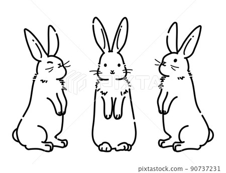 Illustration of a cute rabbit standing on its hind legs (set) Illustration of a cute rabbit standing on its hind legs (set) 90737231