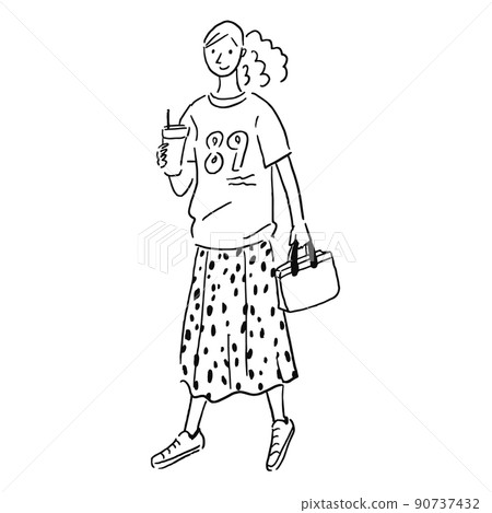 咖啡廳風景線描女式咖啡 90737432