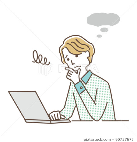 一個人在個人電腦前遇到麻煩 90737675