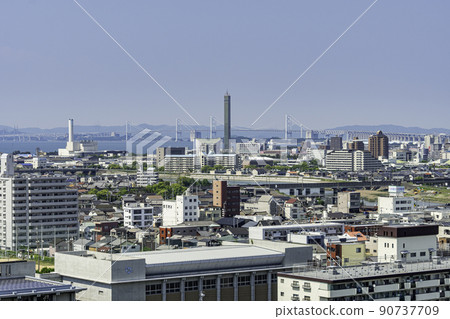 View from Gold Tower and Seto Ohashi Marugame Castle Marugame City, Kagawa Prefecture 90737709