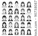 Chubby female avatar icon front monochrome 90738087
