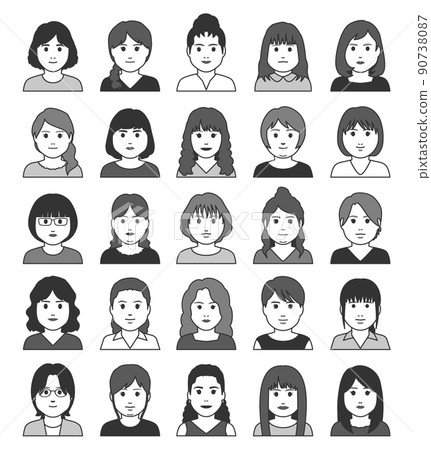 Chubby female avatar icon front monochrome Chubby female avatar icon front monochrome 90738087