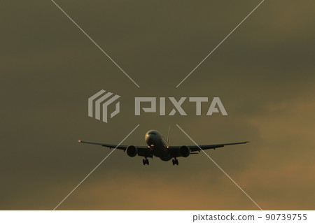 Sunset sky and plane Sunset sky and plane 90739755