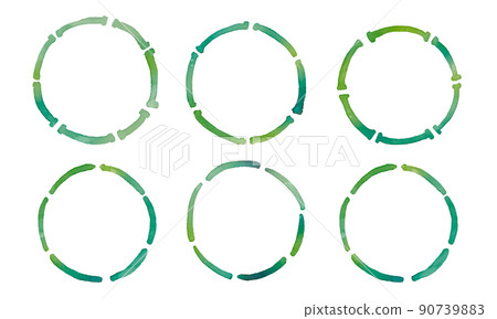 水彩。帶有水彩觸感的竹框。竹日式框架。 90739883