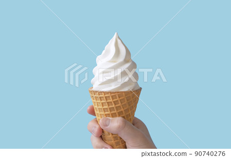 Soft serve ice cream and children's hands 90740276