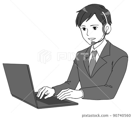 Illustration of a monochrome male operator... - Stock Illustration ...
