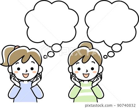Dreaming young woman and speech bubble Dreaming young woman and speech bubble 90740832