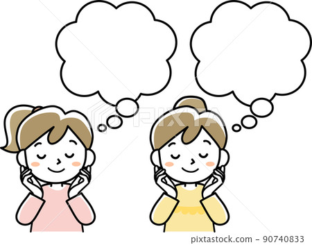 A speech bubble with a young woman dreaming with her eyes closed A speech bubble with a young woman dreaming with her eyes closed 90740833