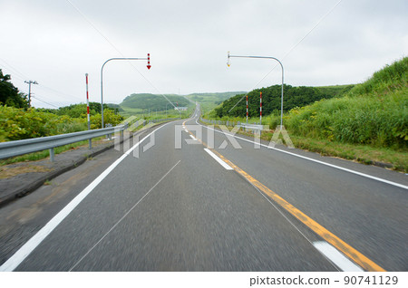 Run on the road in Hokkaido Run on the road in Hokkaido 90741129