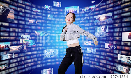 Female dancer artist dancing on stage 90741284