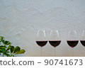 4 wine glasses and plants 90741673