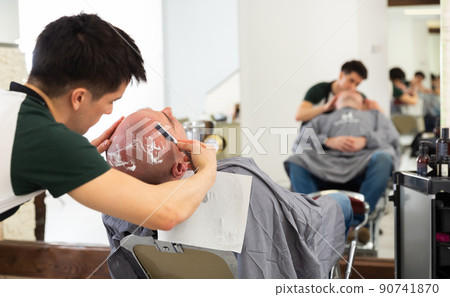 Barber shaving head for male client 90741870