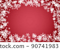 Christmas ball or happy new year red vector background with white snowflake and gold ribbon 90741983
