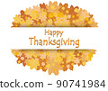 Happy Thanksgiving Day celebration card with orange maple autumn leaves vector background 90741984