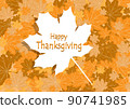 Happy Thanksgiving Day celebration card with orange maple autumn leaves vector background 90741985