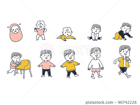 插圖設置直到出生的孩子長大，站起來，開始走路 90742226