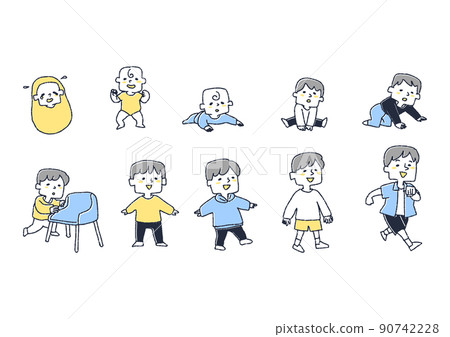 插圖設置直到出生的孩子長大，站起來，開始走路 90742228