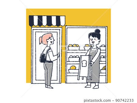 與當地居民交流的熟悉的麵包店 90742233