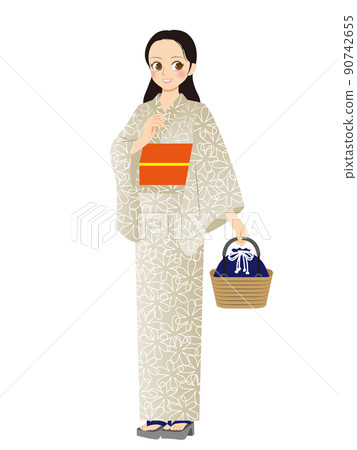職業女性,全身,浴衣,黑髮的插圖 職業女性,全身,浴衣,黑髮的插圖 90742655