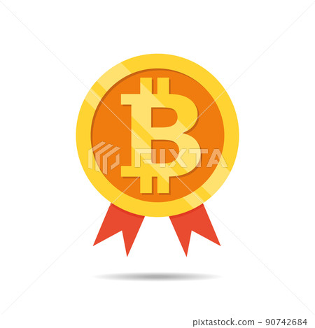 Bitcoin. Gold coin with Bitcoin symbol on white background. 90742684