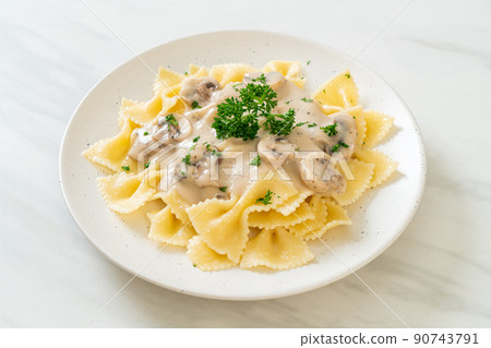 farfalle pasta with mushroom white cream sauce farfalle pasta with mushroom white cream sauce 90743791