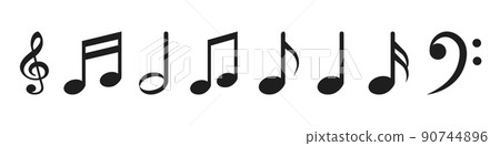 Music notes, music symbol icon set. Vector illustration. 90744896