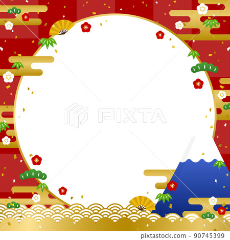 Mt. Fuji, wave, Shochikuume frame / background material (square) 90745399