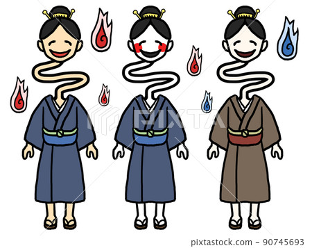三個 rokurokubi 的插圖 90745693
