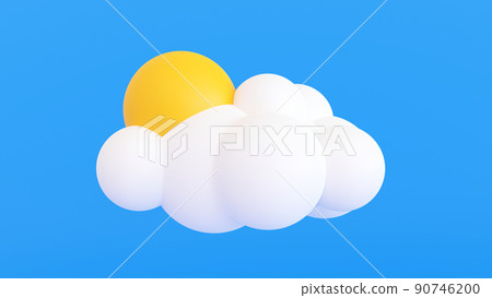 Weather forecast sign, Meteorological icon, cloud and sun, 3D rendering. Weather forecast sign, Meteorological icon, cloud and sun, 3D rendering. 90746200