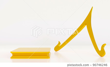 Gold Podium or Buddha statue pedestal podium with house gable roof shape Thai style, 3D rendering. Gold Podium or Buddha statue pedestal podium with house gable roof shape Thai style, 3D rendering. 90746246