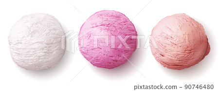 Ice cream ball realistic vector, scoop sundae Ice cream ball realistic vector, scoop sundae 90746480