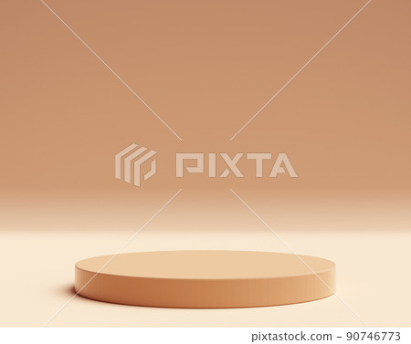 Beige 3d round podium. Pedestal showcase mockup for beauty and cosmetics industry and product promotion. Realistic 3d high quality render. Beige 3d round podium. Pedestal showcase mockup for beauty and cosmetics industry and product promotion. Realistic 3d high quality render. 90746773