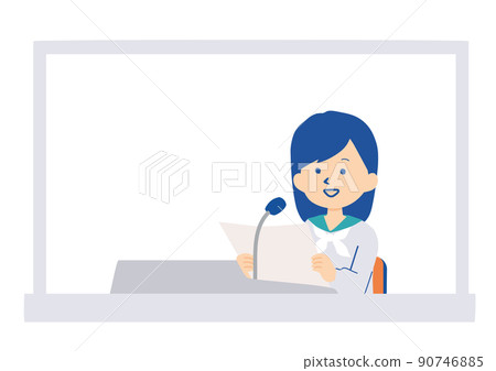Illustration of a student broadcasting in the school 90746885