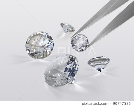 brilliant cut diamond held by tweezers brilliant cut diamond held by tweezers 90747585
