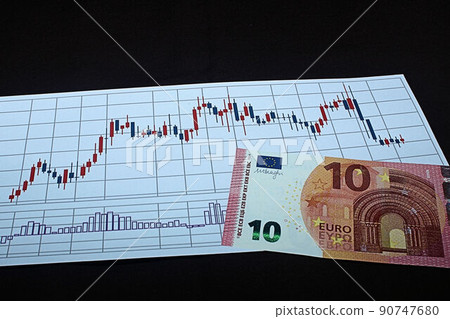 [Thumbnails of articles on foreign exchange, stocks, dollars, euros, bitcoins, etc.] Dollars, euro bills and charts 90747680