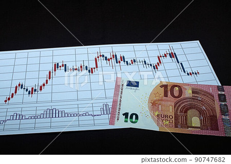 [Thumbnails of articles on foreign exchange, stocks, dollars, euros, bitcoins, etc.] Dollars, euro bills and charts 90747682